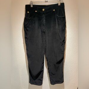 St John Sport Black Velvet Straight Leg Pants 4